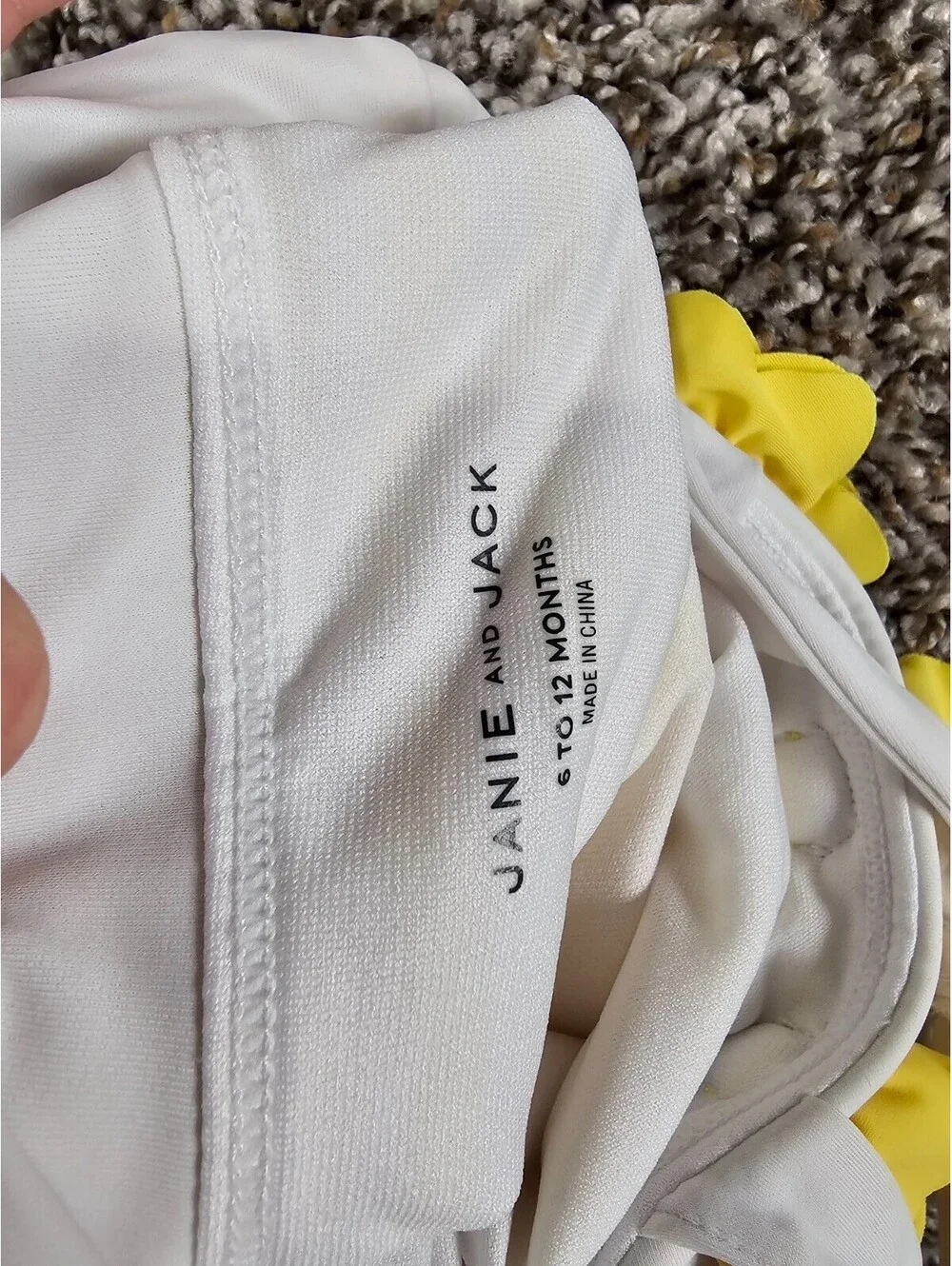 Janie & Jack Baby Girls Sz 6-12M One Piece Swimsuit Yellow White Striped Halter